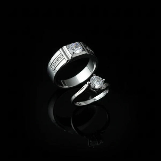 Alloy Adjustable Couple Ring – Stylish Matching Unisex Rings for Lovers (With Box)
