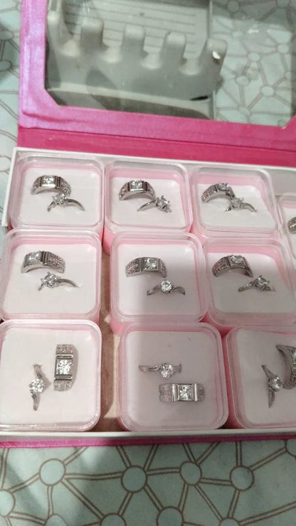 Alloy Adjustable Couple Ring – Stylish Matching Unisex Rings for Lovers (With Box)
