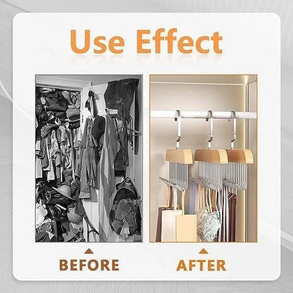 8 Hooks Multi-Function Wooden Caps, Belts & Tie Hanger – Strong No-Trace Storage Rack