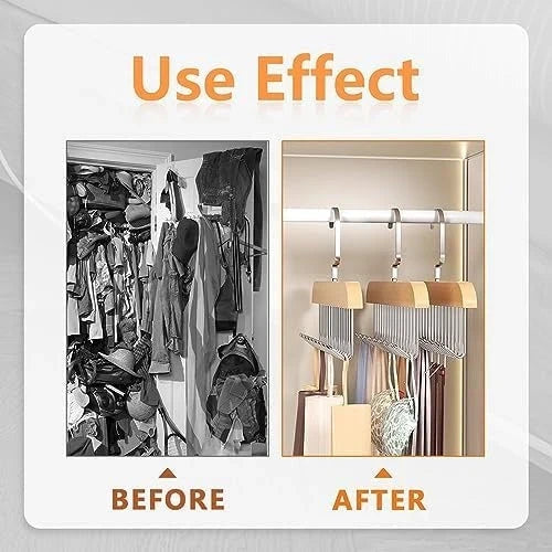 8 Hooks Multi-Function Wooden Caps, Belts & Tie Hanger – Strong No-Trace Storage Rack