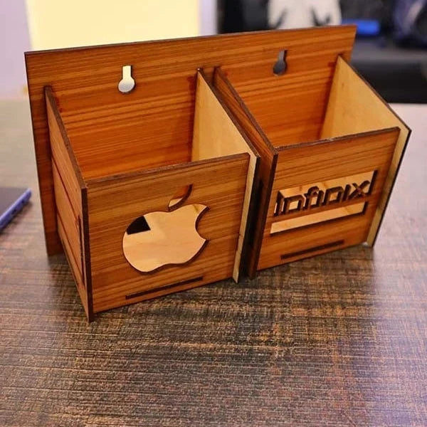 Wall Mounted Wooden Mobile Charging Holder – Phone Organizer