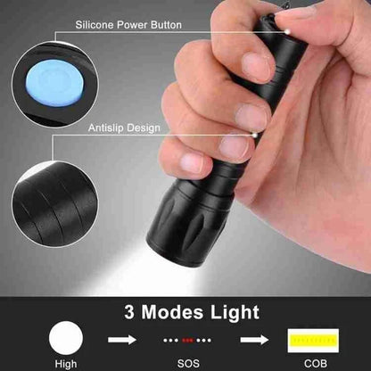 Portable LED Flashlight – Mini Rechargeable Torch with Side Light