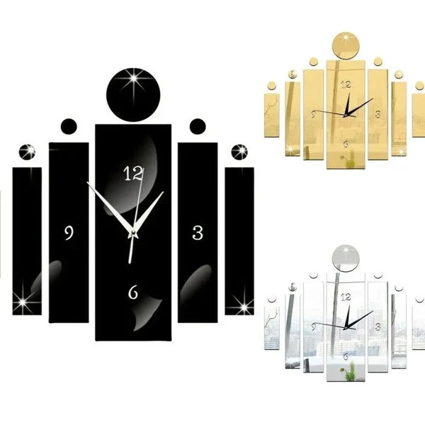 3D Tile Wooden Wall Clock – Decorative Wall Art for Home & Office