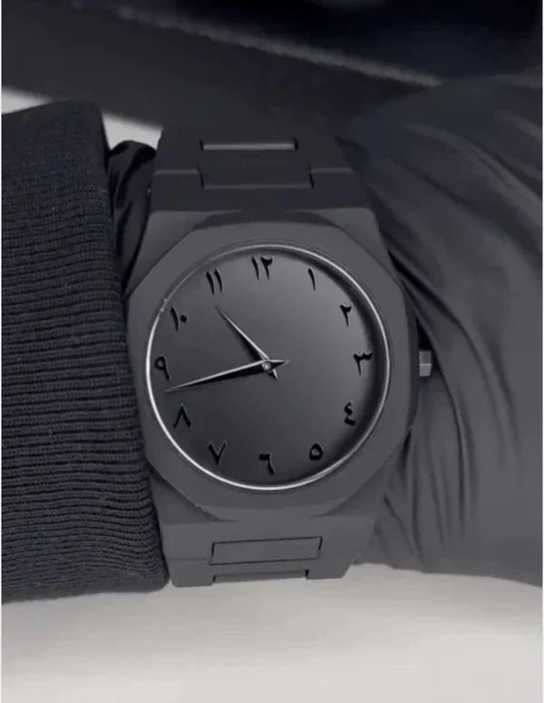 Couple Black AURA Quartz Watch Set – Matching His & Her All-Black Wrist Watches