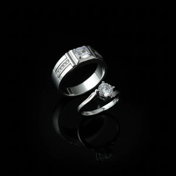 Alloy Adjustable Couple Ring – Stylish Matching Unisex Rings for Lovers (With Box)
