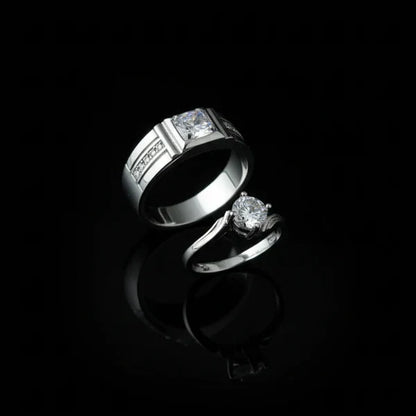 Alloy Adjustable Couple Ring – Stylish Matching Unisex Rings for Lovers (With Box)