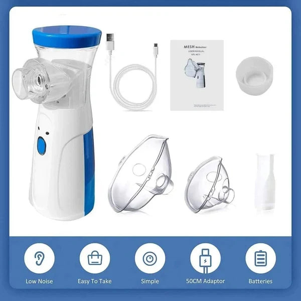 Portable Mesh Nebulizer – USB & Battery Operated Mini Personal Inhaler for Respiratory Care