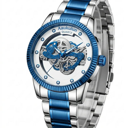 Luxury Skeleton Dial Quartz Watch – Stylish Transparent Design for Men