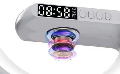 G63 RGB Light Bluetooth Speaker – 4-in-1 Desk Lamp with 10W Wireless Charging, Alarm Clock & Night Light