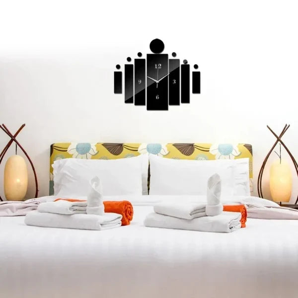 3D Tile Wooden Wall Clock – Decorative Wall Art for Home & Office