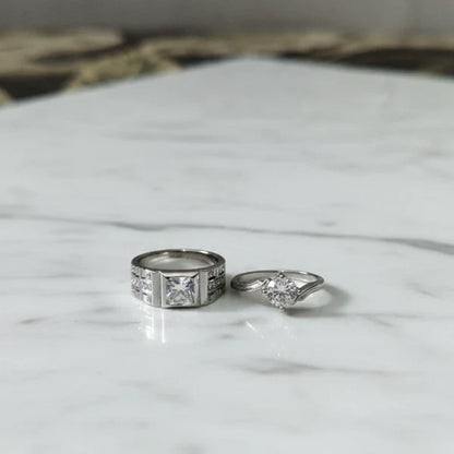 Alloy Adjustable Couple Ring – Stylish Matching Unisex Rings for Lovers (With Box)