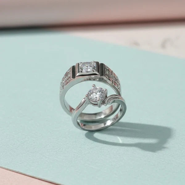 Alloy Adjustable Couple Ring – Stylish Matching Unisex Rings for Lovers (With Box)