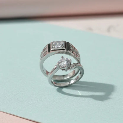 Alloy Adjustable Couple Ring – Stylish Matching Unisex Rings for Lovers (With Box)