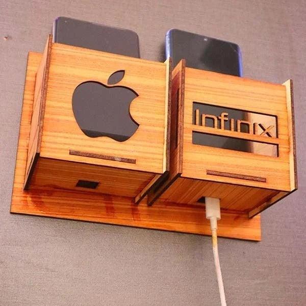 Wall Mounted Wooden Mobile Charging Holder – Phone Organizer