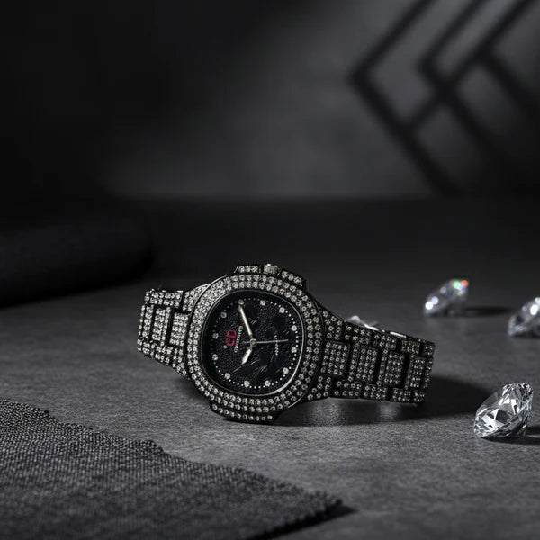 Two-Toned Iced Out Quartz Women’s Watch – Luxury Sparkling Fashion Watch (Without Box)