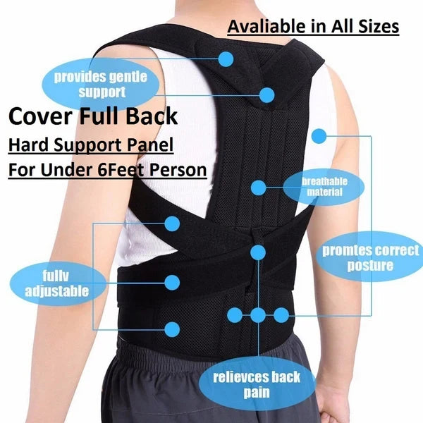 Adjustable Back Support Belt | Posture Corrector | Breathable Spine & Shoulder Support Brace for Men & Women