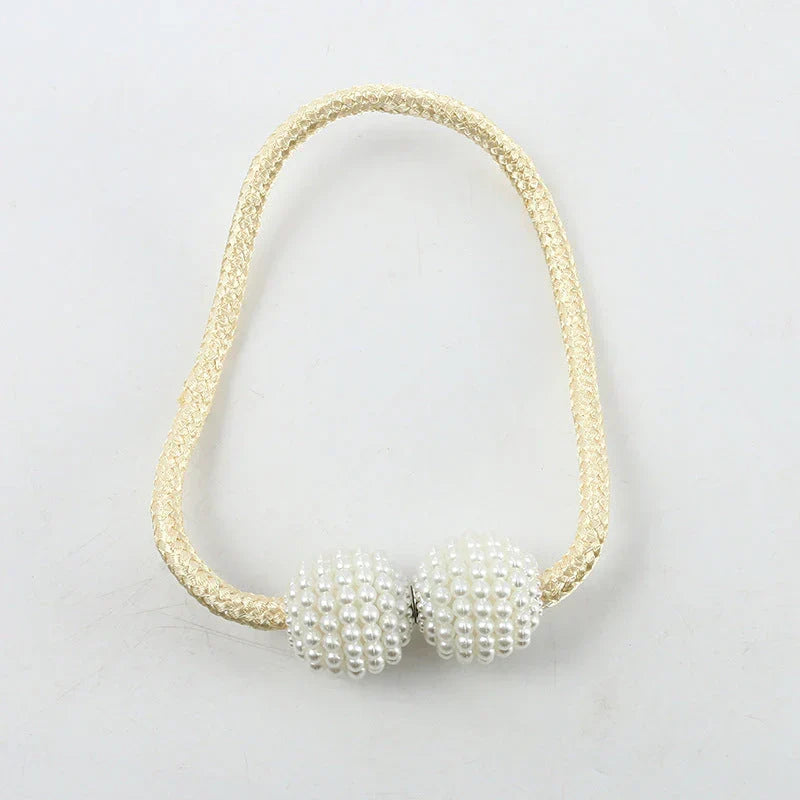 Magnetic Curtain Buckle Tieback – Beaded Hanging Ball Curtain Clip (1 Pair, Random Color)