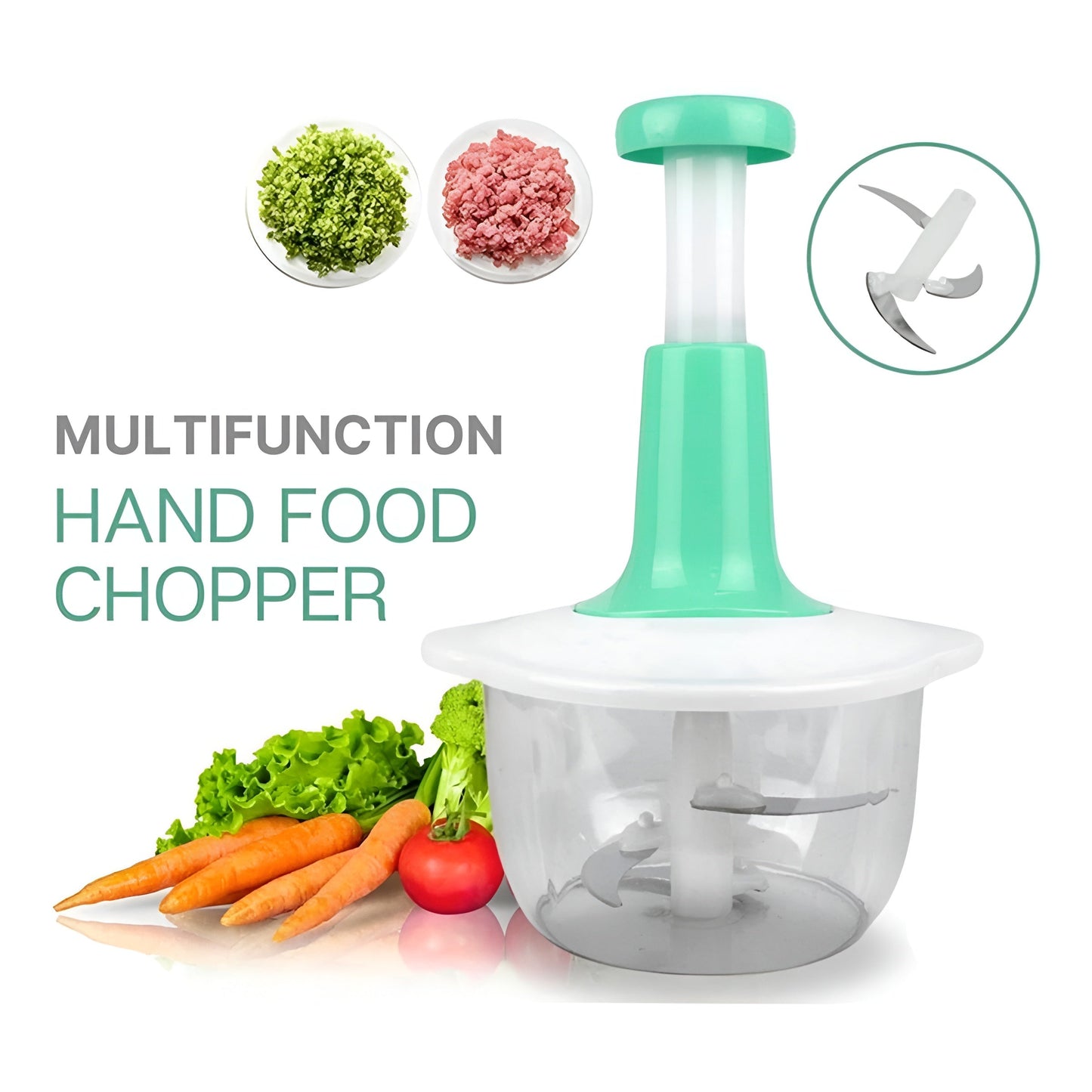 Handheld Manual Food Chopper – 1500ML Vegetable & Fruit Mincer