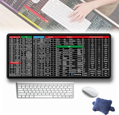Office Shortcut Keys Anime Desk Mat – Kawaii Cartoon Rubber Mouse Pad & Gaming Keyboard Mat