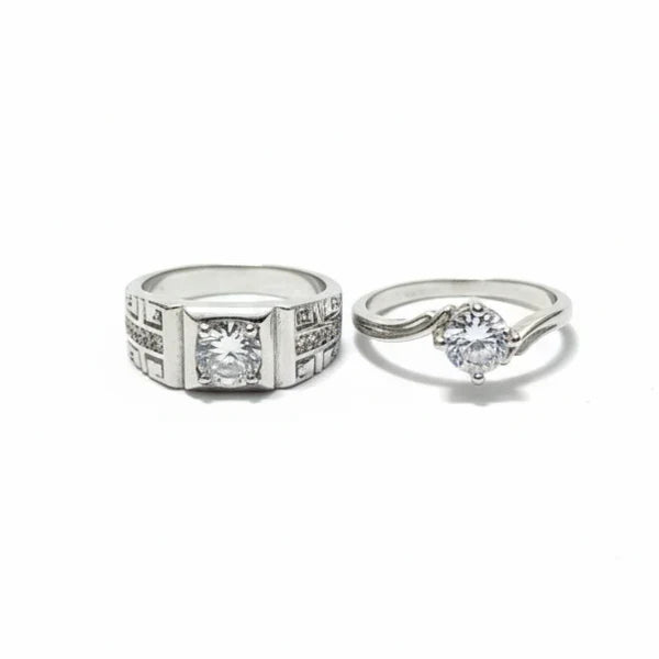 Alloy Adjustable Couple Ring – Stylish Matching Unisex Rings for Lovers (With Box)