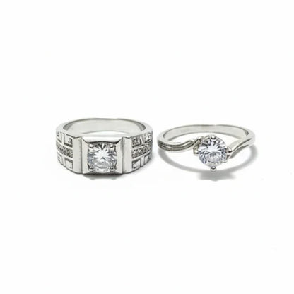 Alloy Adjustable Couple Ring – Stylish Matching Unisex Rings for Lovers (With Box)