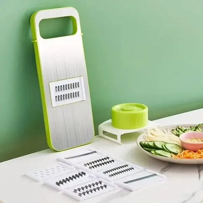 5-in-1 Multi-Functional Vegetable Slicer & Grater – Adjustable Mandoline Cutter with Interchangeable Blades