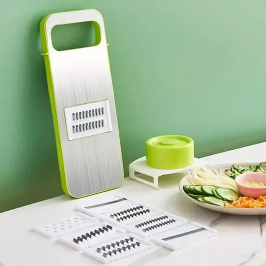 5-in-1 Multi-Functional Vegetable Slicer & Grater – Adjustable Mandoline Cutter with Interchangeable Blades