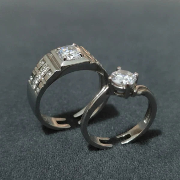 Alloy Adjustable Couple Ring – Stylish Matching Unisex Rings for Lovers (With Box)