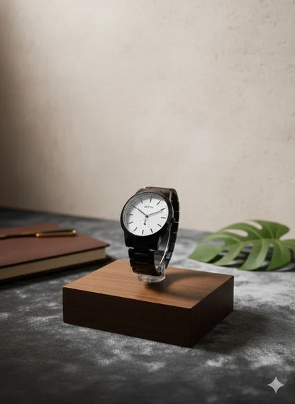 BESTWIN Minimalist Matte Black Watch – Blue Sunray Dial | Premium Quartz Men’s Bracelet Watch
