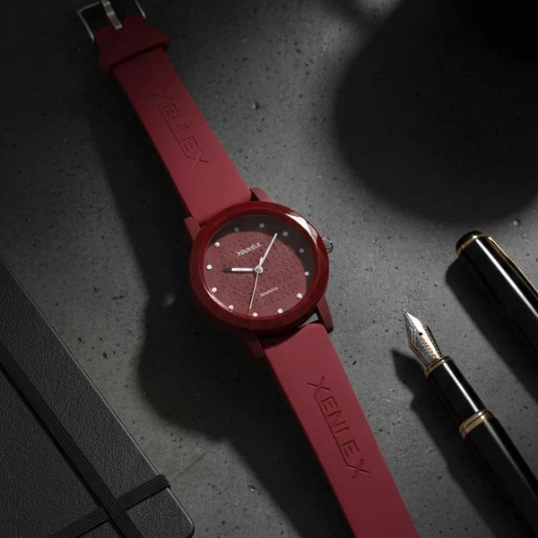 Ladies Waterproof Watch – Elegant Round Dial with Soft Strap | Stylish Women’s Wrist Watch