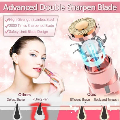 Rechargeable 2-in-1 Eyebrow Trimmer & Facial Hair Remover for Women– USB Charging, Painless & Portable