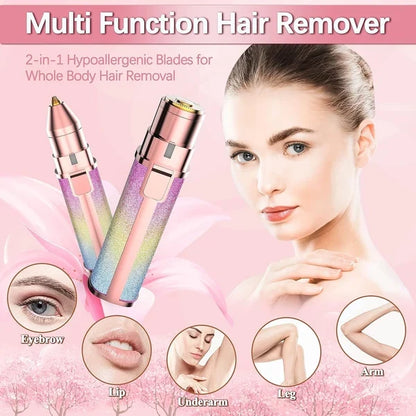 Rechargeable 2-in-1 Eyebrow Trimmer & Facial Hair Remover for Women– USB Charging, Painless & Portable
