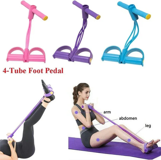 Foot Pedal Resistance Band – Elastic Sit Up Pull Rope for Yoga & Fitness (Random Color)