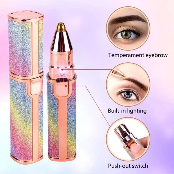 Rechargeable 2-in-1 Eyebrow Trimmer & Facial Hair Remover for Women– USB Charging, Painless & Portable
