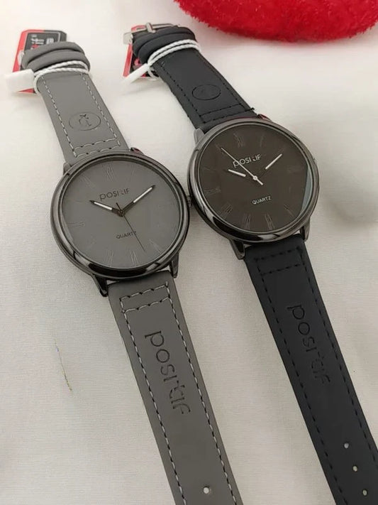 Positif Leather Strap Watch for Women – Elegant Quartz Wristwatch (Random Color, Without Box)
