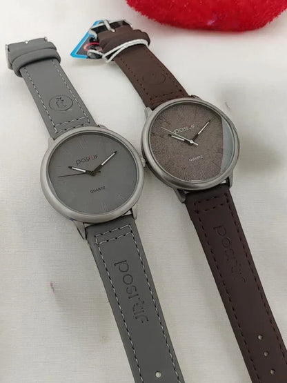 Positif Leather Strap Watch for Women – Elegant Quartz Wristwatch (Random Color, Without Box)