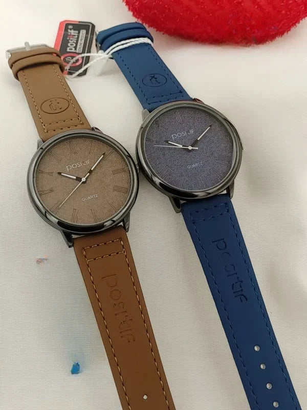 Positif Leather Strap Watch for Women – Elegant Quartz Wristwatch (Random Color, Without Box)