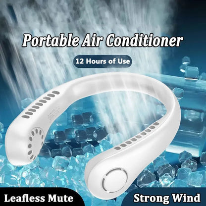 Mini Neck Portable No Bladeless Hanging Neck Rechargeable Air Cooler Mini Summer Sport Fan (Random Colors)