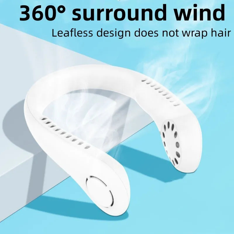 Mini Neck Portable No Bladeless Hanging Neck Rechargeable Air Cooler Mini Summer Sport Fan (Random Colors)