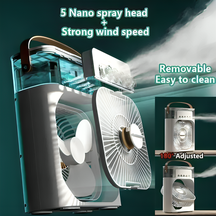 Mini Portable Color Fan AC – USB Rechargeable Air Cooler with LED Light |