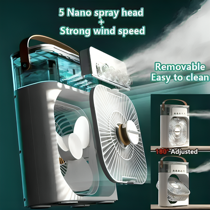 Mini Portable Color Fan AC – USB Rechargeable Air Cooler with LED Light |