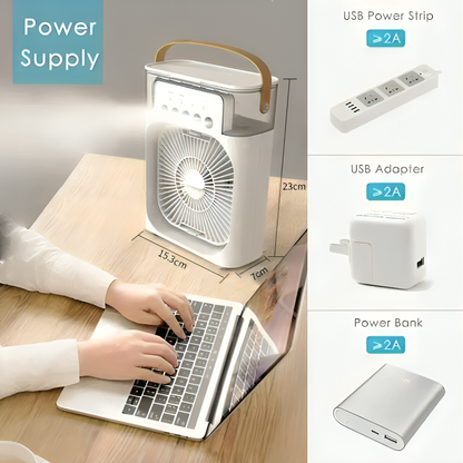 Mini Portable Color Fan AC – USB Rechargeable Air Cooler with LED Light |
